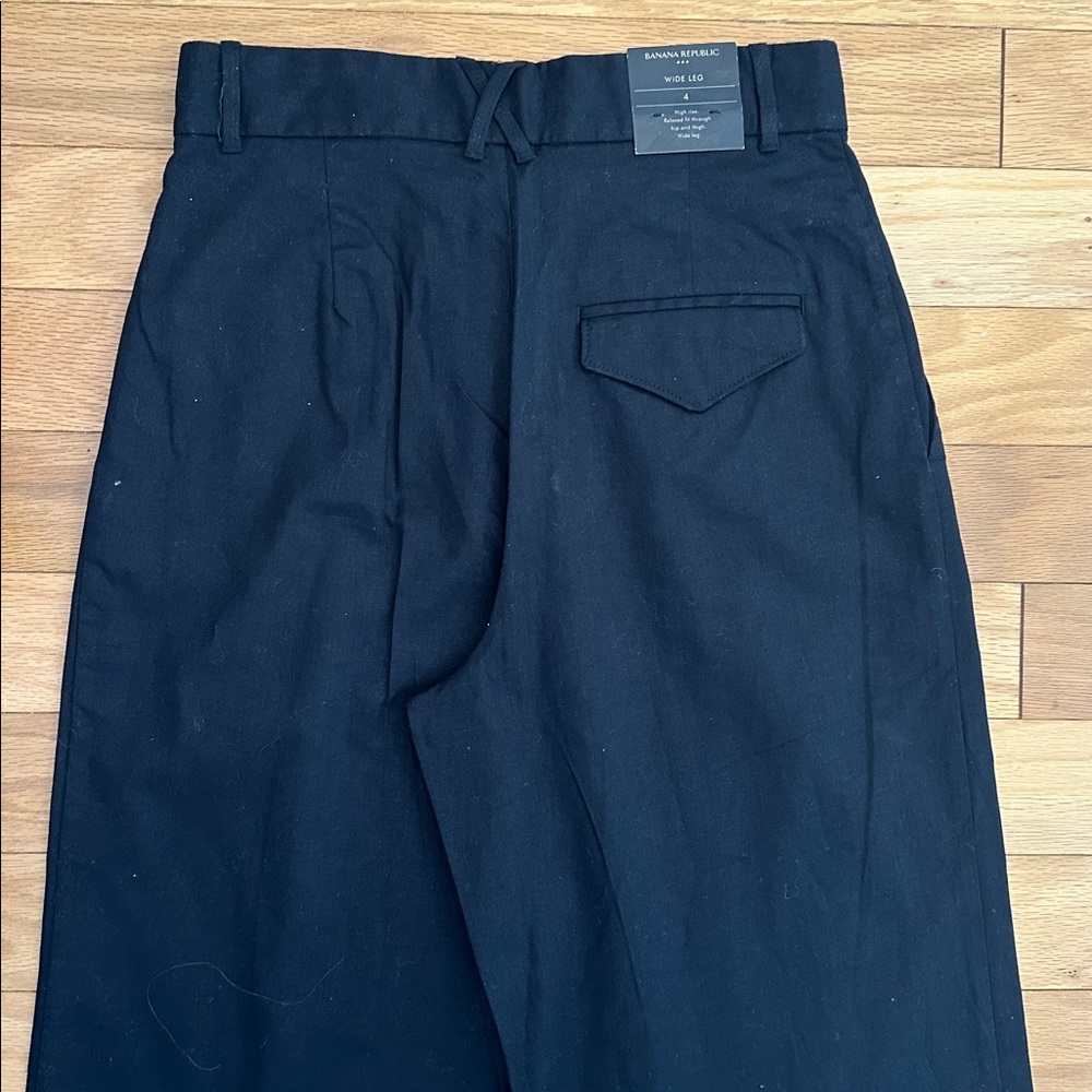 Banana Republic Size 4 Black Linen High Waist Pleated Wide Leg Pants in Size 4 - Picture 13 of 16